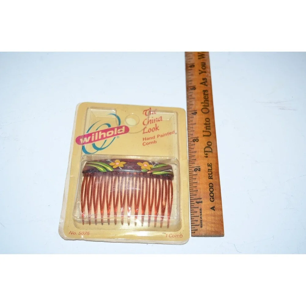 Vtg‎ Hand Painted Floral Hair Comb The China look in the package retro